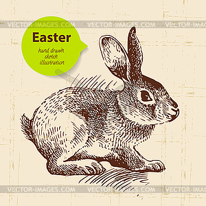 Vintage Easter background with sketch - vector clip art