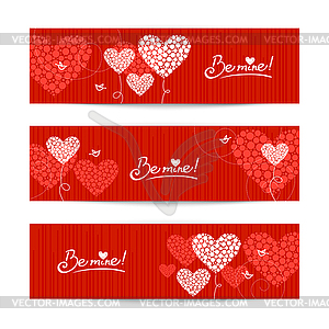 Set of love background with abstract hearts and - vector image