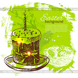 Vintage Easter background with sketch s - vector clipart