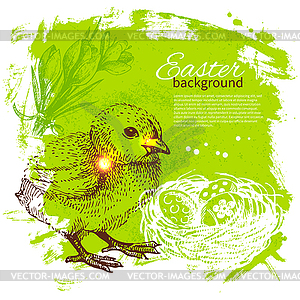 Vintage Easter background with sketch s - vector clipart