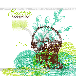 Vintage Easter background with sketch s - color vector clipart