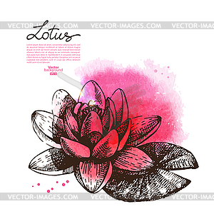 Background with sketch beautiful lotus flower and - vector clipart