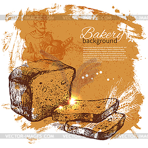 Bakery sketch background. Vintage - vector clip art