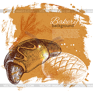 Bakery sketch background. Vintage - vector image