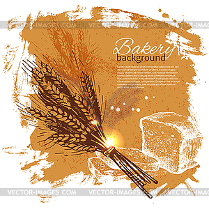 Bakery sketch background. Vintage - vector image