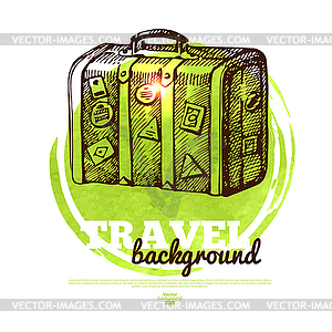 Travel tropical design banner. sketch and watercolor - vector clipart / vector image