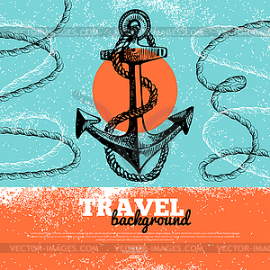 Travel vintage background. Sea nautical design. - royalty-free vector clipart