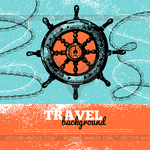 Travel vintage background. Sea nautical design. - vector image