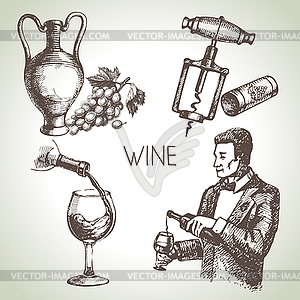 Sketch wine set - vector clipart