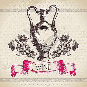 Wine vintage background. sketch - vector image