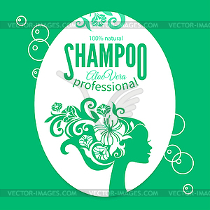 Shampoo women label. Design template with girl - vector clipart / vector image