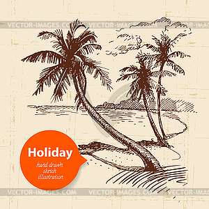 Vintage travel and holiday background. sketch - vector image