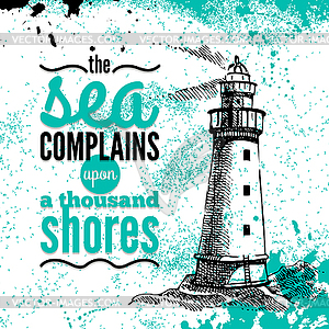 Travel grunge background. Sea nautical design. - vector clipart