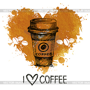 Vintage coffee background with splash wat - vector clipart