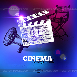 Movie cinema poster. Background with sketch - vector image