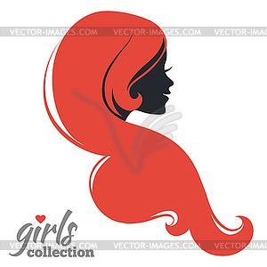 Beautiful woman silhouette. Girls collection - vector image