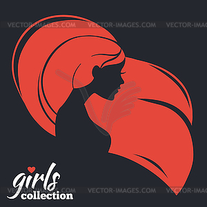 Beautiful woman silhouette. Girls collection - vector image