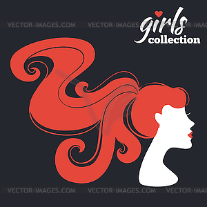 Beautiful woman silhouette. Girls collection - vector image