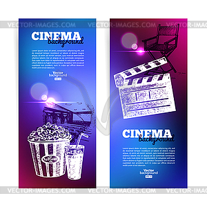 Set of movie cinema banners. Background with - vector image