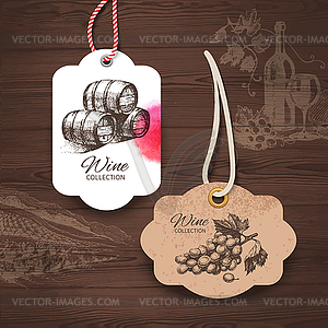 Vintage wine labels. s. Wooden background - vector image