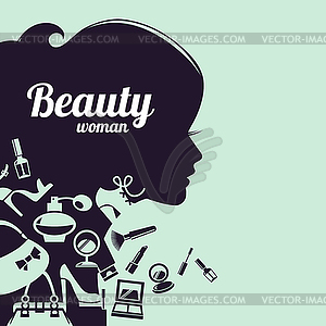 Fashion beautiful woman silhouette. Shopping icons - vector image
