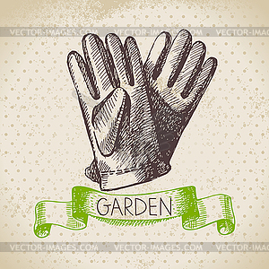 Vintage sketch gardening background. design - vector clip art