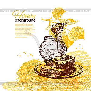 Honey background with sketch - royalty-free vector image