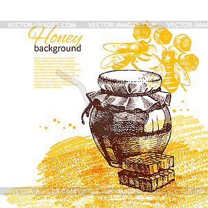 Honey background with sketch - vector clip art