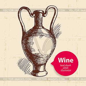 Wine vintage background with banner. sketch - vector image