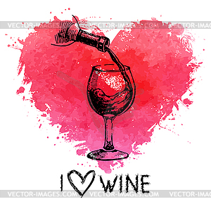 Wine vintage background with banner. sketch - vector image