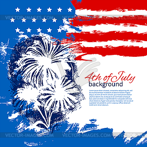 4th of July background with American flag. - vector clipart