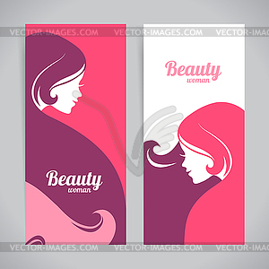 Banners with stylish beautiful woman silhouette. - royalty-free vector image