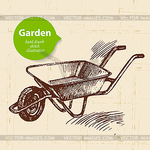 Урожай эскиз сад фон. дизайн - изображение в векторном формате