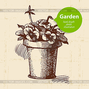 Vintage sketch garden background. design - vector clipart