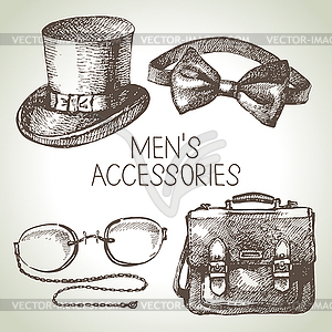 Sketch gentlemen accessories. men s set - vector clipart