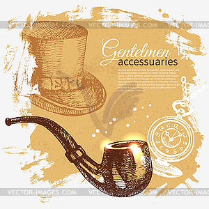 Sketch gentlemen accessory vintage background. men - vector clip art