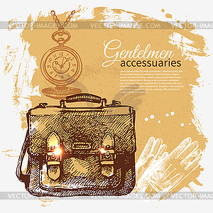 Sketch gentlemen accessory vintage background. men - vector clipart