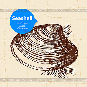 Seashell эскиз. Сбор винограда - изображение в векторном формате