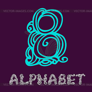 Doodle sketch alphabet. Letter B - vector image