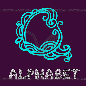 Doodle sketch alphabet. Letter Q - vector image