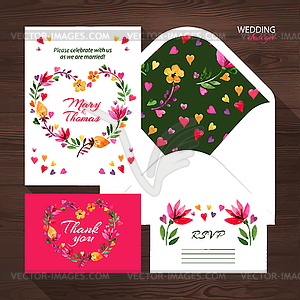 Wedding set with watercolor floral . Wedding - vector clipart