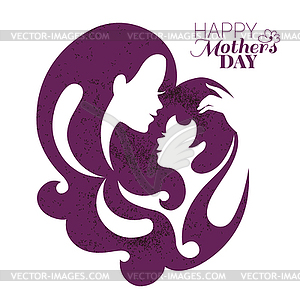 Card of Happy Mother`s Day. Beautiful mother - vector image