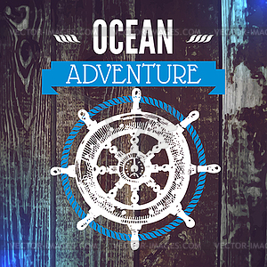 Travel grunge background. Sea nautical design. - color vector clipart