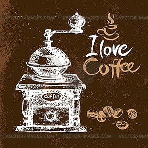 Vintage coffee background. Sketch - vector image