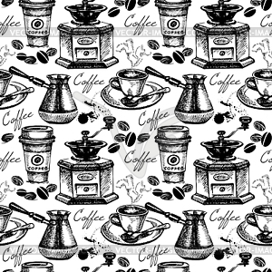 Vintage coffee seamless pattern - vector clipart