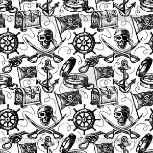 Pirate seamless pattern. Sketch - vector image