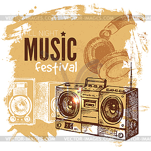 Music vintage background. Splash blob retro - color vector clipart