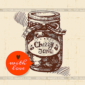 Rustic mason canning jar. Vintage sketch design. - vector clip art