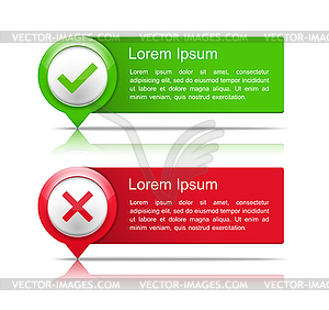 Banners with Check and Cross Symbols - vector clipart