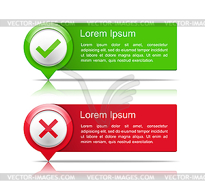 Баннеры с Проверка и Креста символов - клипарт в векторе / векторное изображение